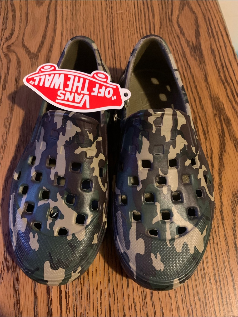 Vans Kids Camo Slip-On Water Shoes in Green and Tan